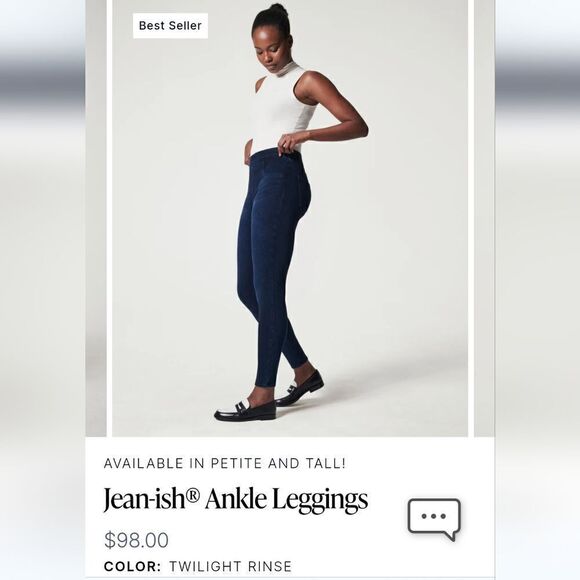 SPANX Jean-ish Ankle Leggings in Twilight Rinse Dark Wash Size S - Picture 7 of 16